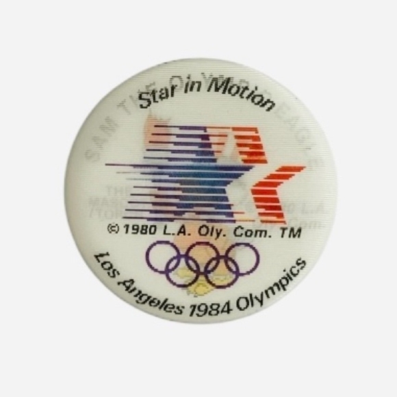 Vintage Pin Sam the Olympic Eagle ’84 Los Angeles Flicker Pinback Button TORCH - Picture 3 of 4